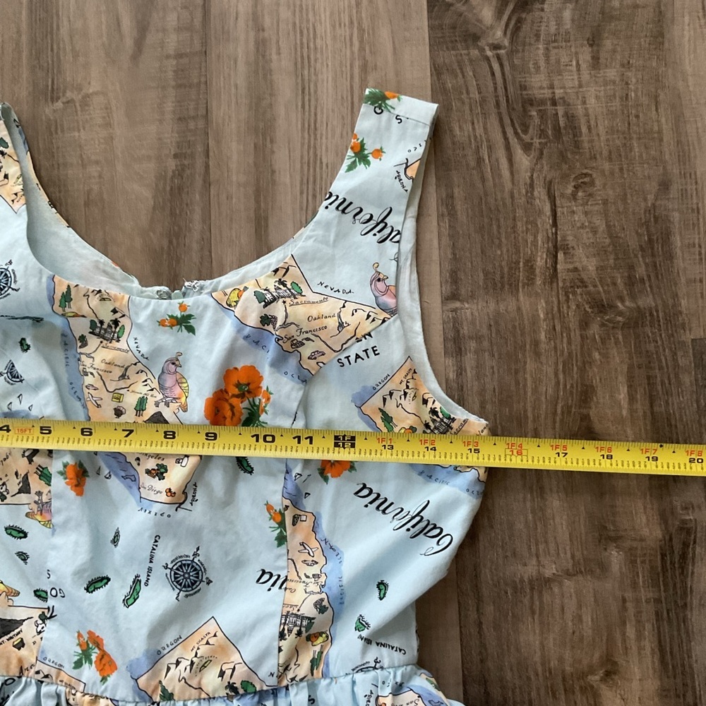 ModCloth The Golden State California Print Novelty Fit & Flare Dress Size S - Picture 5 of 7